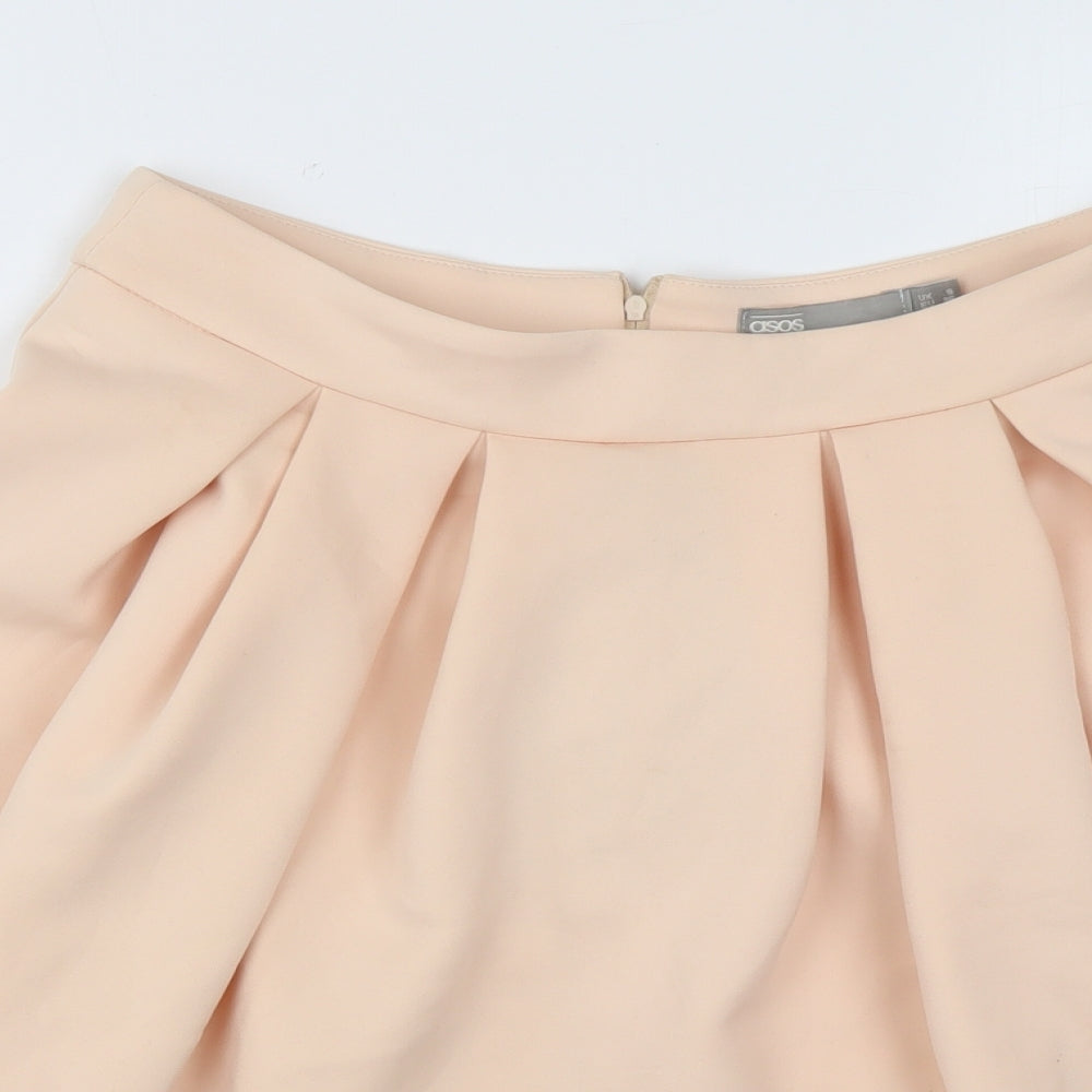 ASOS Womens Pink Polyester Skater Skirt Size 8 Zip