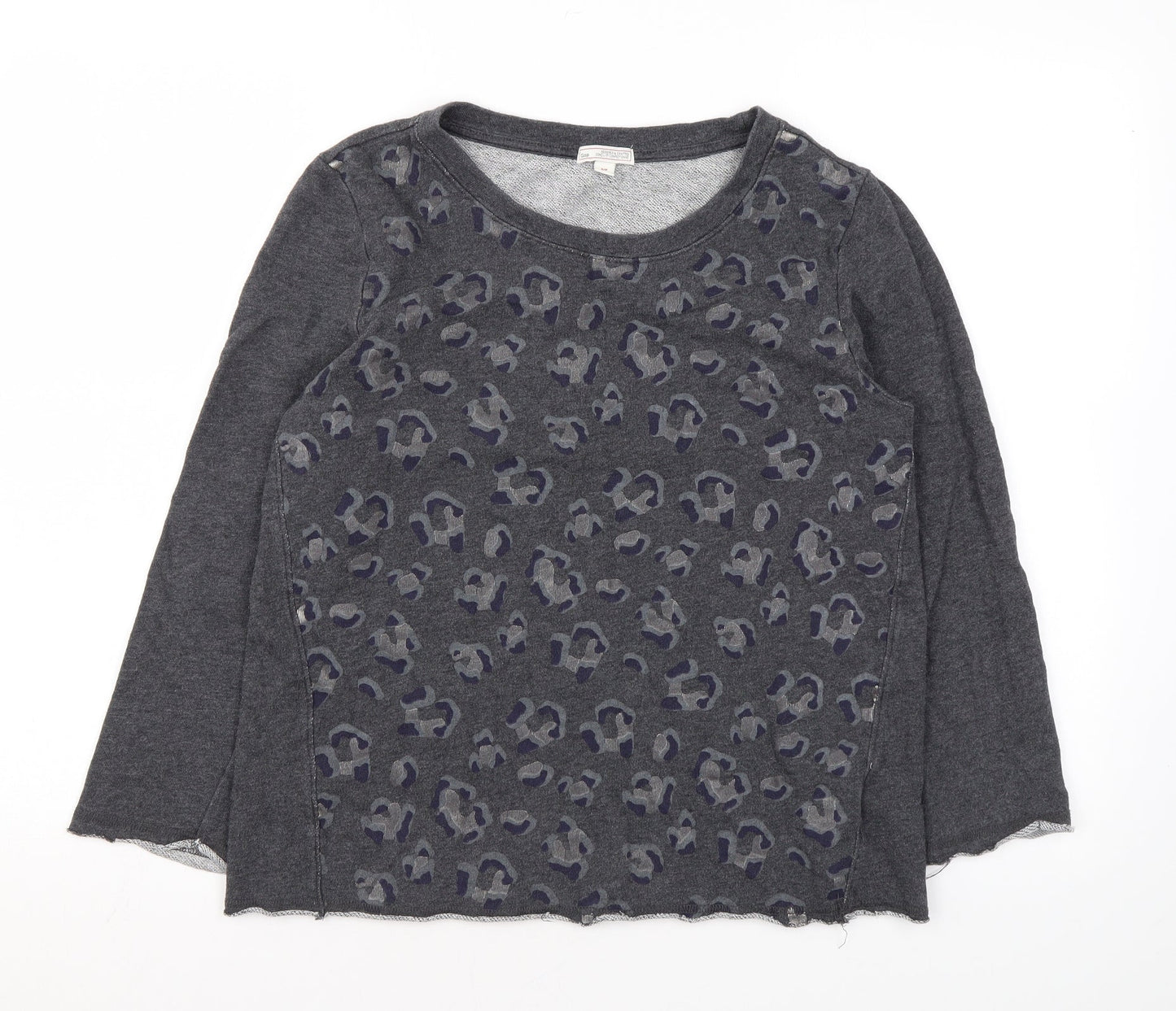 Gap Womens Grey Animal Print Cotton Pullover Sweatshirt Size S Pullover - Leopard Print