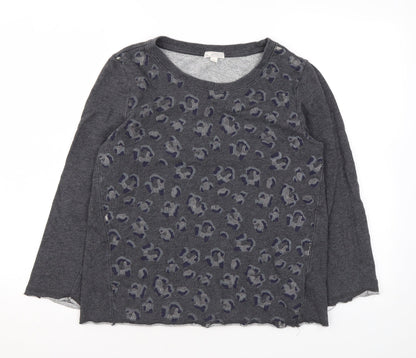 Gap Womens Grey Animal Print Cotton Pullover Sweatshirt Size S Pullover - Leopard Print