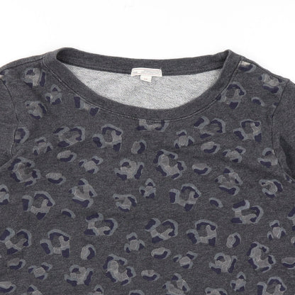 Gap Womens Grey Animal Print Cotton Pullover Sweatshirt Size S Pullover - Leopard Print