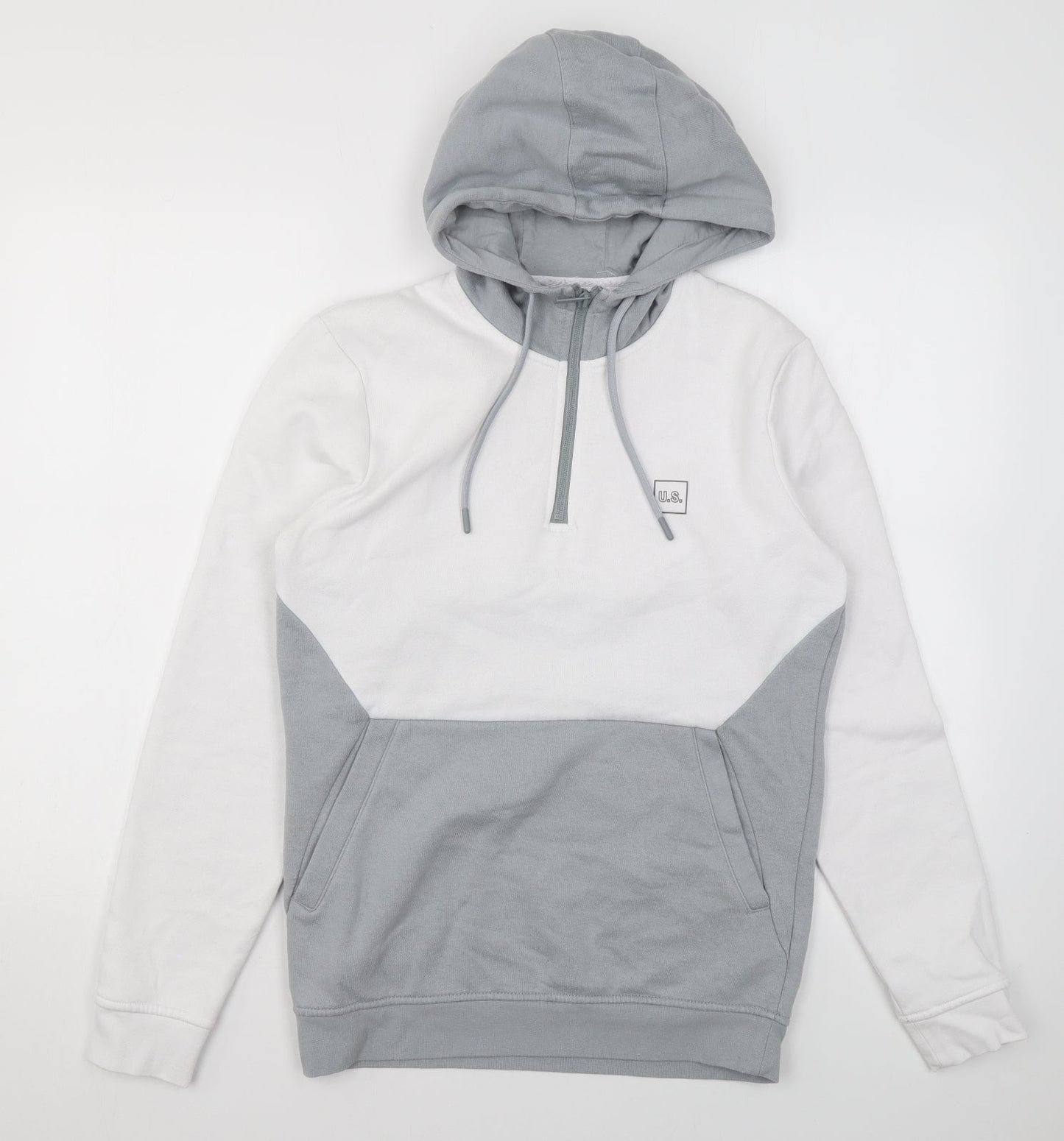 U.S Mens Grey Cotton Pullover Hoodie Size XS