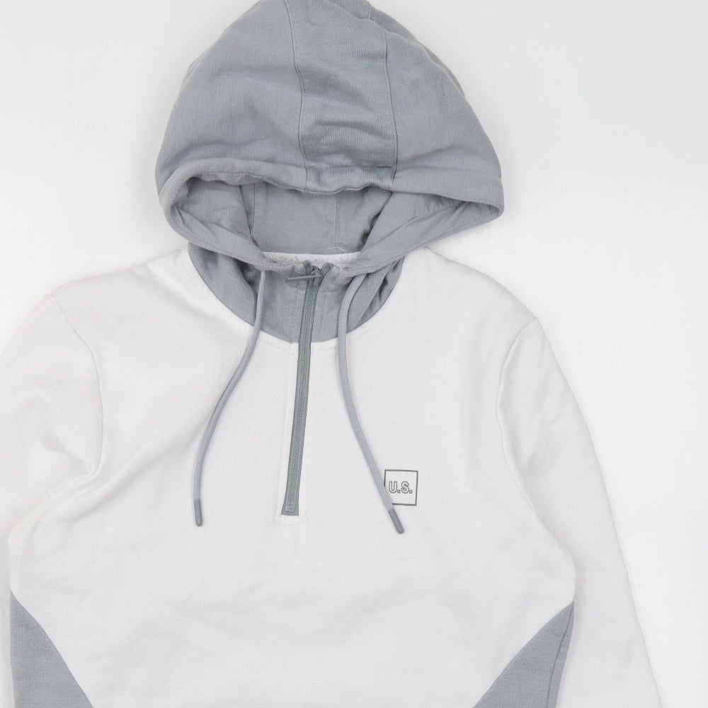 U.S Mens Grey Cotton Pullover Hoodie Size XS