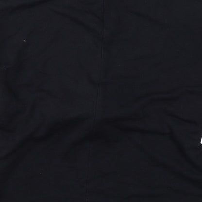 Topshop Womens Black Cotton Pullover Sweatshirt Size 12 Zip - Shoulder Cut Outs