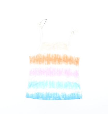 Marks and Spencer Girls Multicoloured Cotton Basic Tank Size 5-6 Years Square Neck Pullover