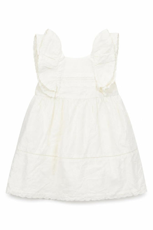 Marks and Spencer Girls Ivory Cotton A-Line Size 12-18 Months Square Neck Button