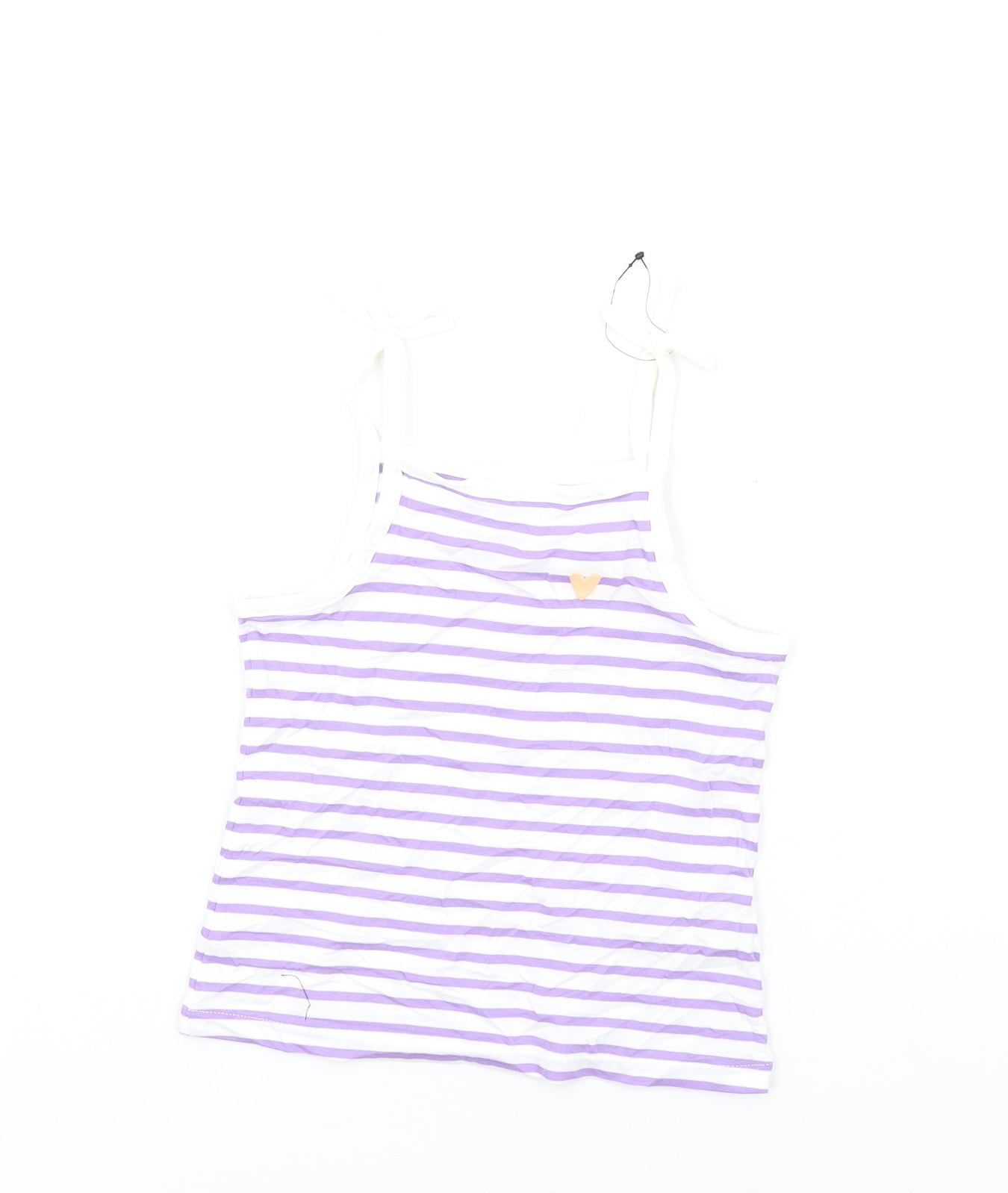 Marks and Spencer Girls Purple Striped Cotton Basic Tank Size 3-4 Years Square Neck Pullover