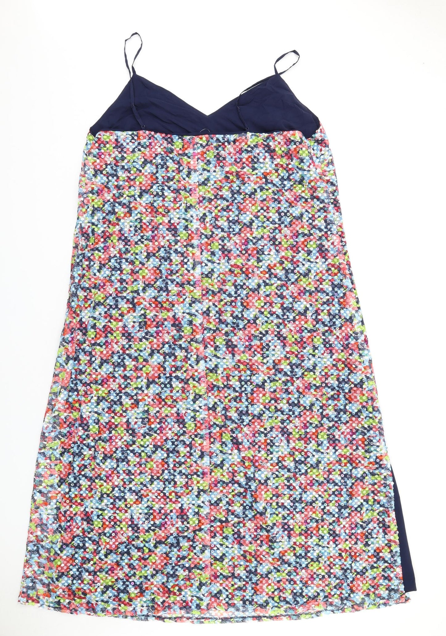 Marks and Spencer Womens Multicoloured Polyester Ball Gown Size 22 V-Neck Zip