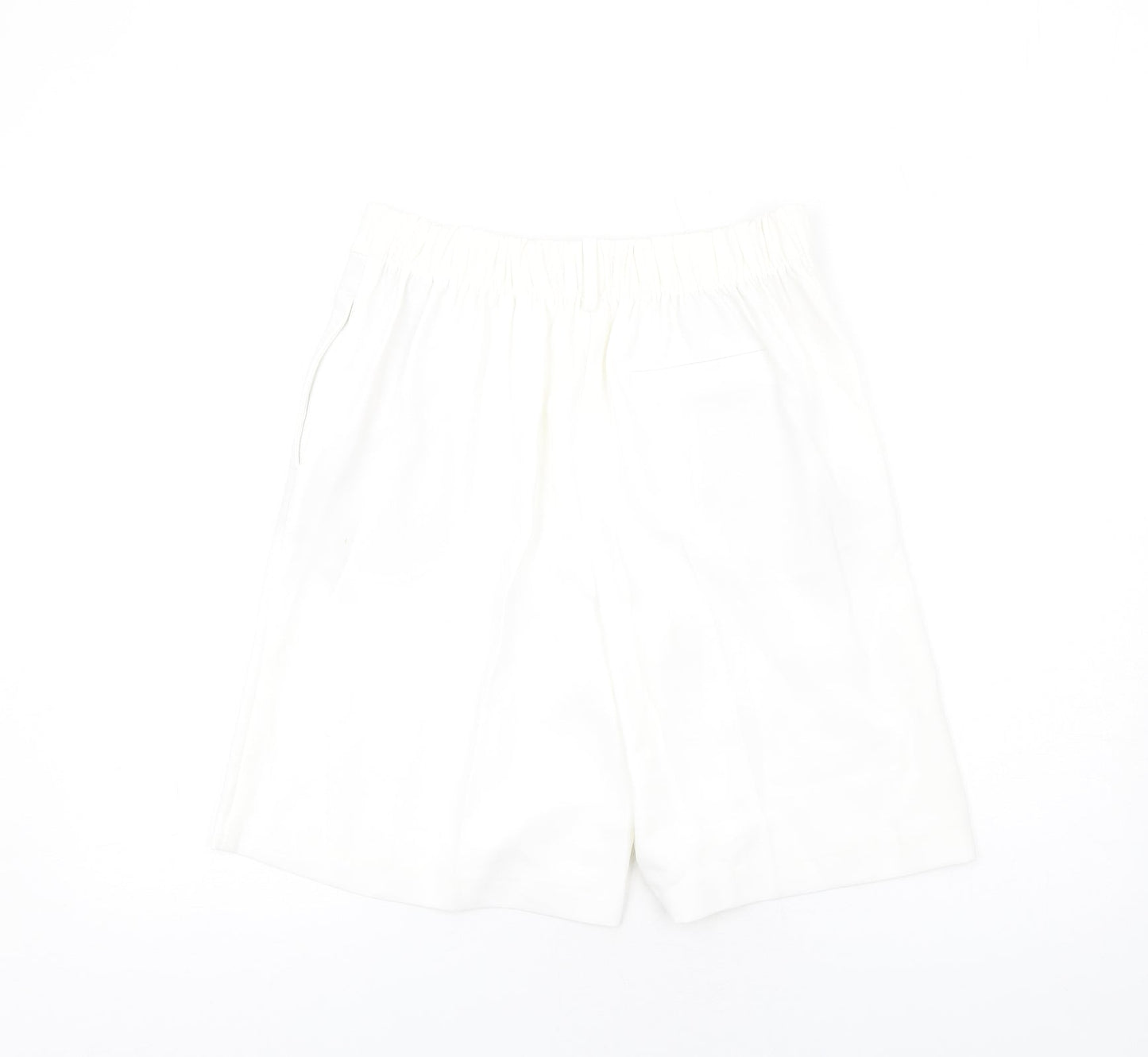 Marks and Spencer Womens White Polyester Basic Shorts Size 10 L8 in Regular Pull On