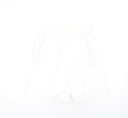 Marks and Spencer Womens White Polyester Basic Shorts Size 10 L8 in Regular Pull On