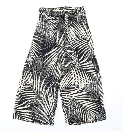 Mango Womens Beige Geometric Viscose Trousers Size S L25 in Regular Zip