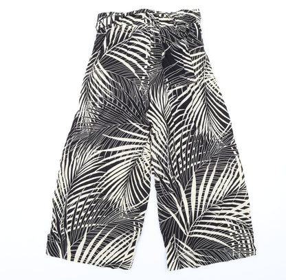 Mango Womens Beige Geometric Viscose Trousers Size S L25 in Regular Zip