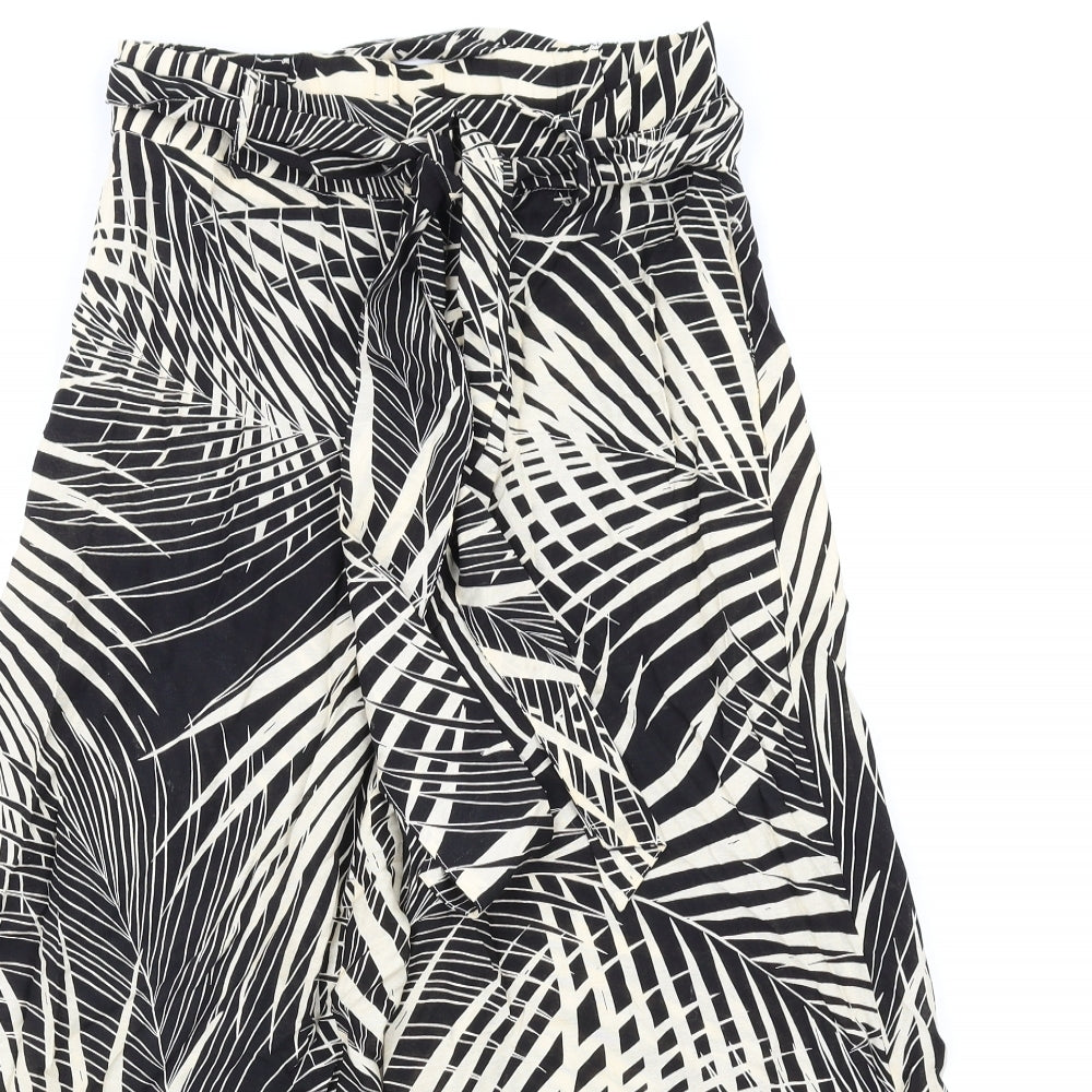 Mango Womens Beige Geometric Viscose Trousers Size S L25 in Regular Zip