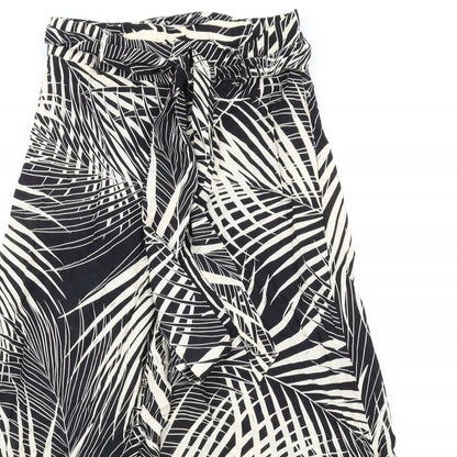 Mango Womens Beige Geometric Viscose Trousers Size S L25 in Regular Zip