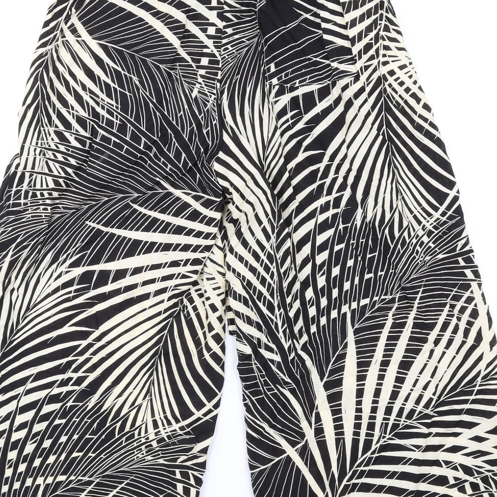 Mango Womens Beige Geometric Viscose Trousers Size S L25 in Regular Zip