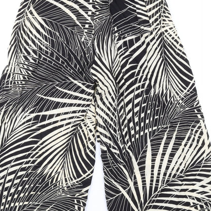 Mango Womens Beige Geometric Viscose Trousers Size S L25 in Regular Zip