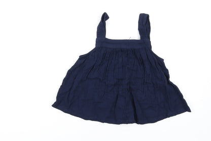 Marks and Spencer Girls Blue Cotton Basic Tank Size 10-11 Years Square Neck Pullover