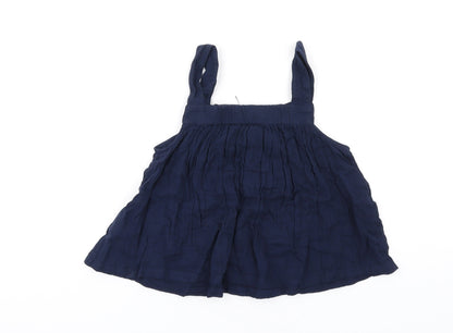 Marks and Spencer Girls Blue Cotton Basic Tank Size 10-11 Years Square Neck Pullover