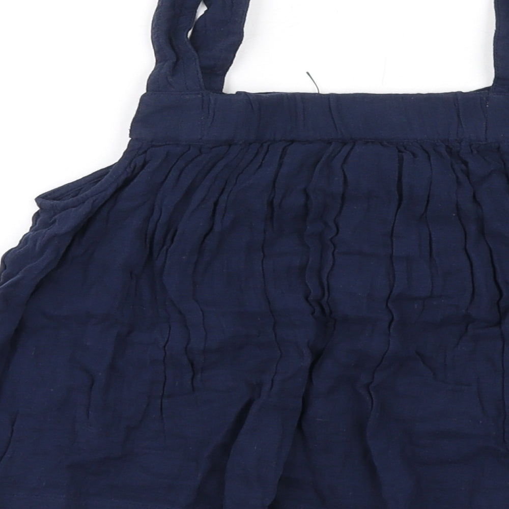 Marks and Spencer Girls Blue Cotton Basic Tank Size 10-11 Years Square Neck Pullover