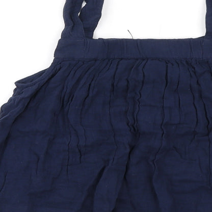 Marks and Spencer Girls Blue Cotton Basic Tank Size 10-11 Years Square Neck Pullover