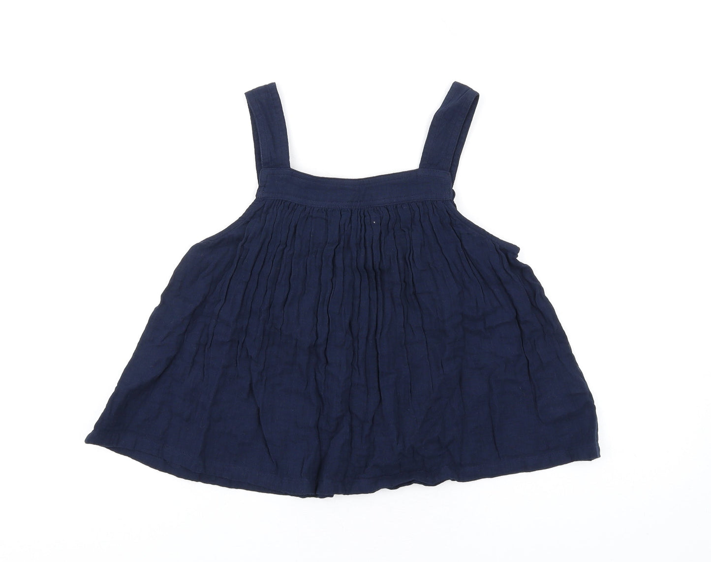 Marks and Spencer Girls Blue Cotton Basic Tank Size 12-13 Years Square Neck Pullover