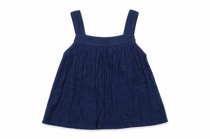Front view of Marks & Spencer girls’ blue cotton basic tank, size 12-13, years square neck pullover