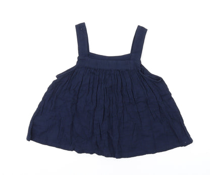 Marks and Spencer Girls Blue Cotton Basic Tank Size 12-13 Years Square Neck Pullover