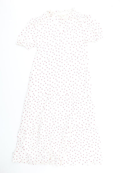 Per Una Womens White Floral Cotton A-Line Size 8 V-Neck Pullover