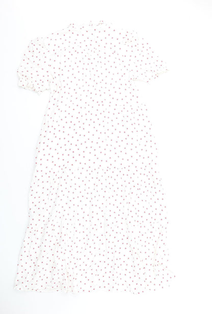 Per Una Womens White Floral Cotton A-Line Size 8 V-Neck Pullover