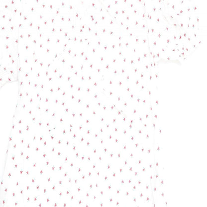 Per Una Womens White Floral Cotton A-Line Size 8 V-Neck Pullover