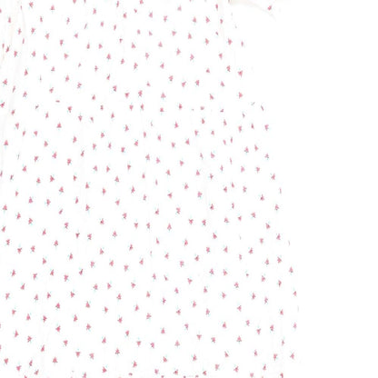 Per Una Womens White Floral Cotton A-Line Size 8 V-Neck Pullover