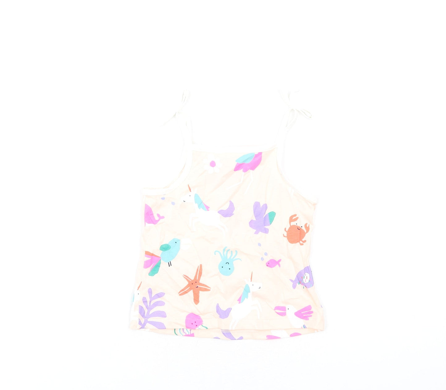 Marks and Spencer Girls Multicoloured Geometric Cotton Basic Tank Size 2-3 Years Square Neck Pullover