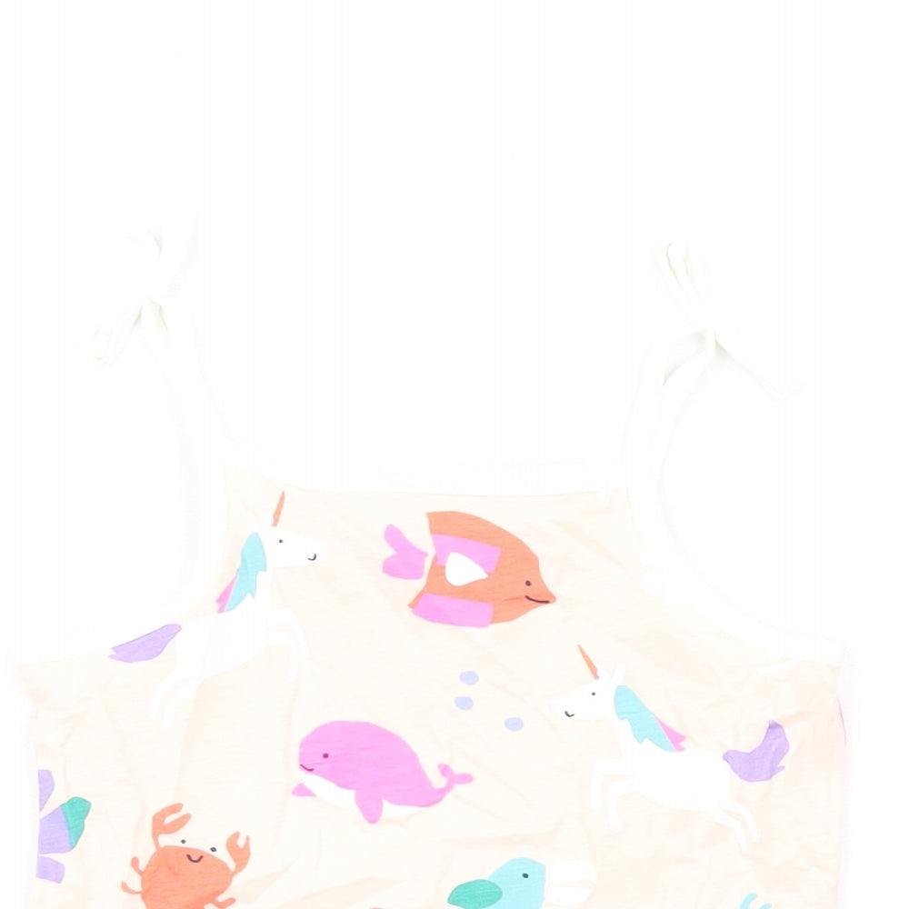 Marks and Spencer Girls Multicoloured Geometric Cotton Basic Tank Size 2-3 Years Square Neck Pullover