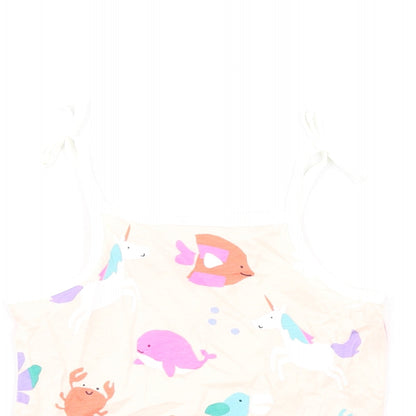 Marks and Spencer Girls Multicoloured Geometric Cotton Basic Tank Size 2-3 Years Square Neck Pullover