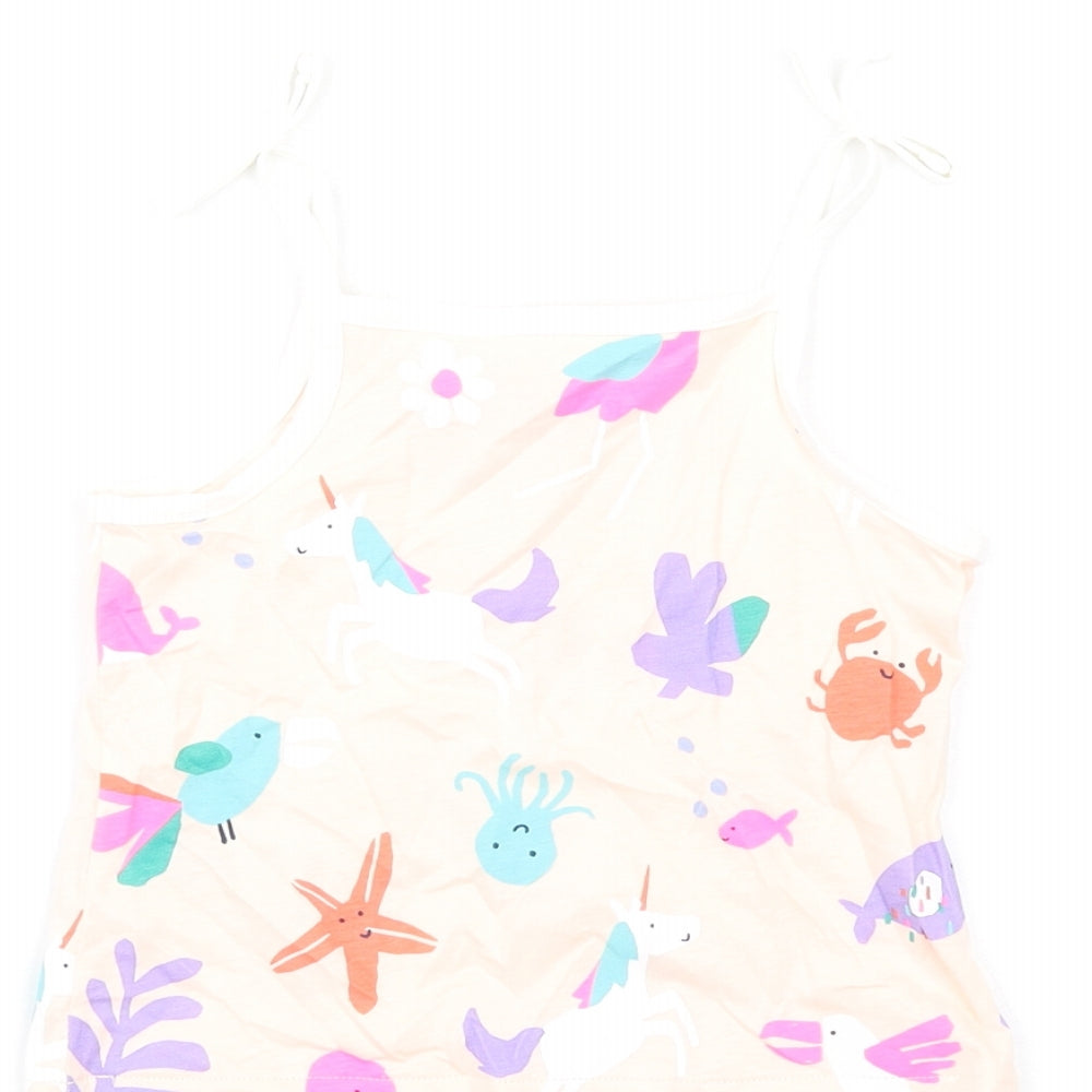 Marks and Spencer Girls Multicoloured Geometric Cotton Basic Tank Size 2-3 Years Square Neck Pullover