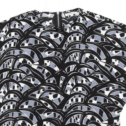 Glamorous Womens Black Geometric Polyester T-Shirt Dress Size M Round Neck Zip