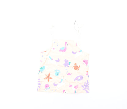 Marks and Spencer Girls Pink Geometric Cotton Basic Tank Size 5-6 Years Square Neck Pullover