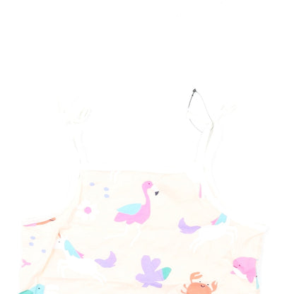 Marks and Spencer Girls Pink Geometric Cotton Basic Tank Size 5-6 Years Square Neck Pullover