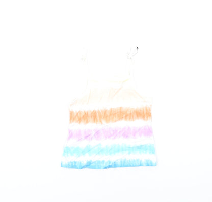 Marks and Spencer Girls Multicoloured Geometric Cotton Basic Tank Size 3-4 Years Square Neck Pullover