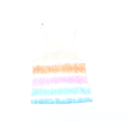 Marks and Spencer Girls Multicoloured Geometric Cotton Basic Tank Size 3-4 Years Square Neck Pullover