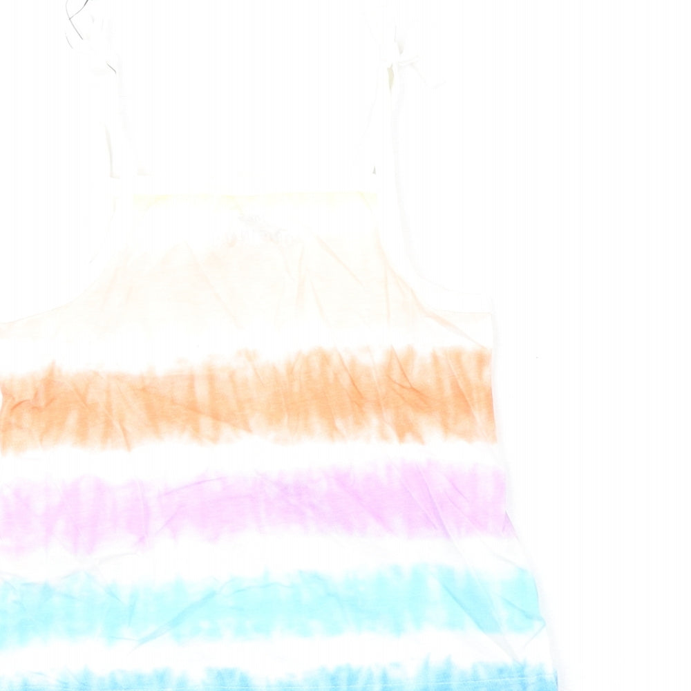Marks and Spencer Girls Multicoloured Geometric Cotton Basic Tank Size 3-4 Years Square Neck Pullover