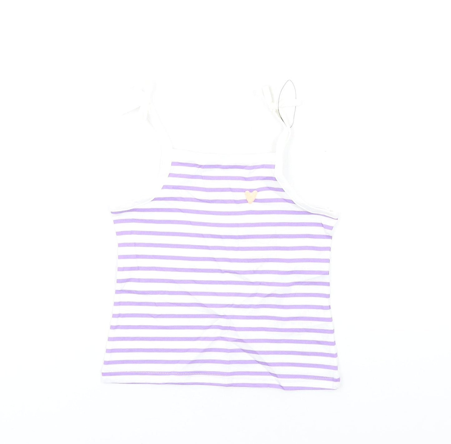 Marks and Spencer Girls Purple Striped Cotton Basic Tank Size 2-3 Years Square Neck Pullover