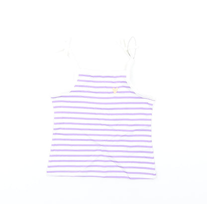 Marks and Spencer Girls Purple Striped Cotton Basic Tank Size 2-3 Years Square Neck Pullover