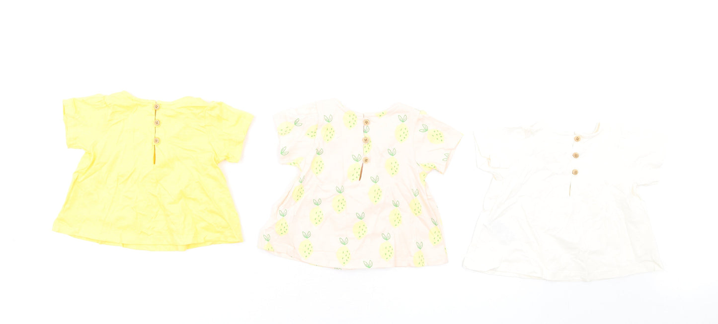 Marks and Spencer Girls Multicoloured Geometric Cotton Fit & Flare Size 0-3 Months Round Neck Button