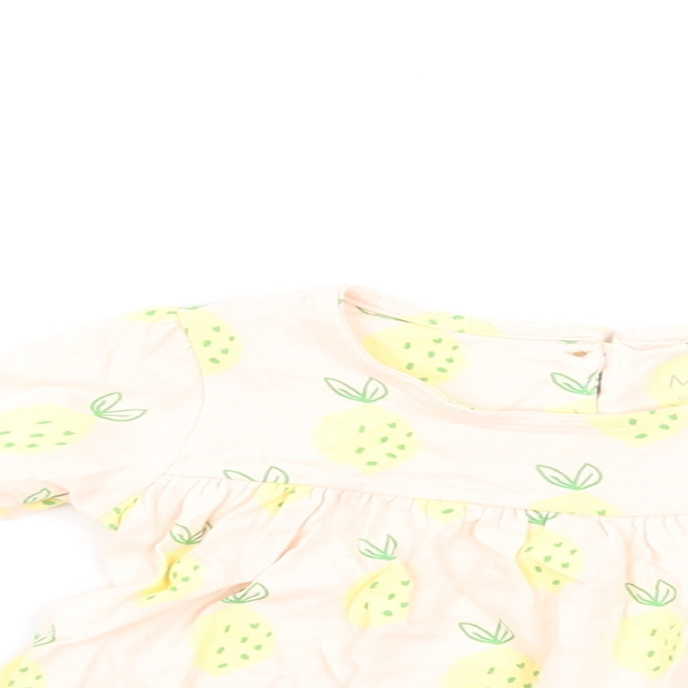 Marks and Spencer Girls Multicoloured Geometric Cotton Fit & Flare Size 0-3 Months Round Neck Button