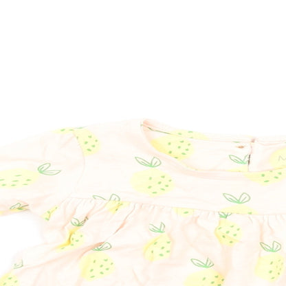 Marks and Spencer Girls Multicoloured Geometric Cotton Fit & Flare Size 0-3 Months Round Neck Button