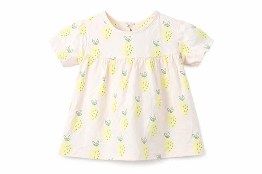 Marks and Spencer Girls Multicoloured Geometric Cotton Fit & Flare Size 12-18 Months Round Neck Button