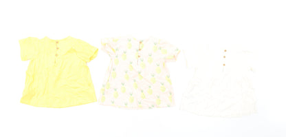 Marks and Spencer Girls Multicoloured Geometric Cotton Fit & Flare Size 12-18 Months Round Neck Button