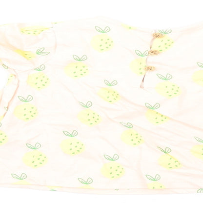 Marks and Spencer Girls Multicoloured Geometric Cotton Fit & Flare Size 12-18 Months Round Neck Button