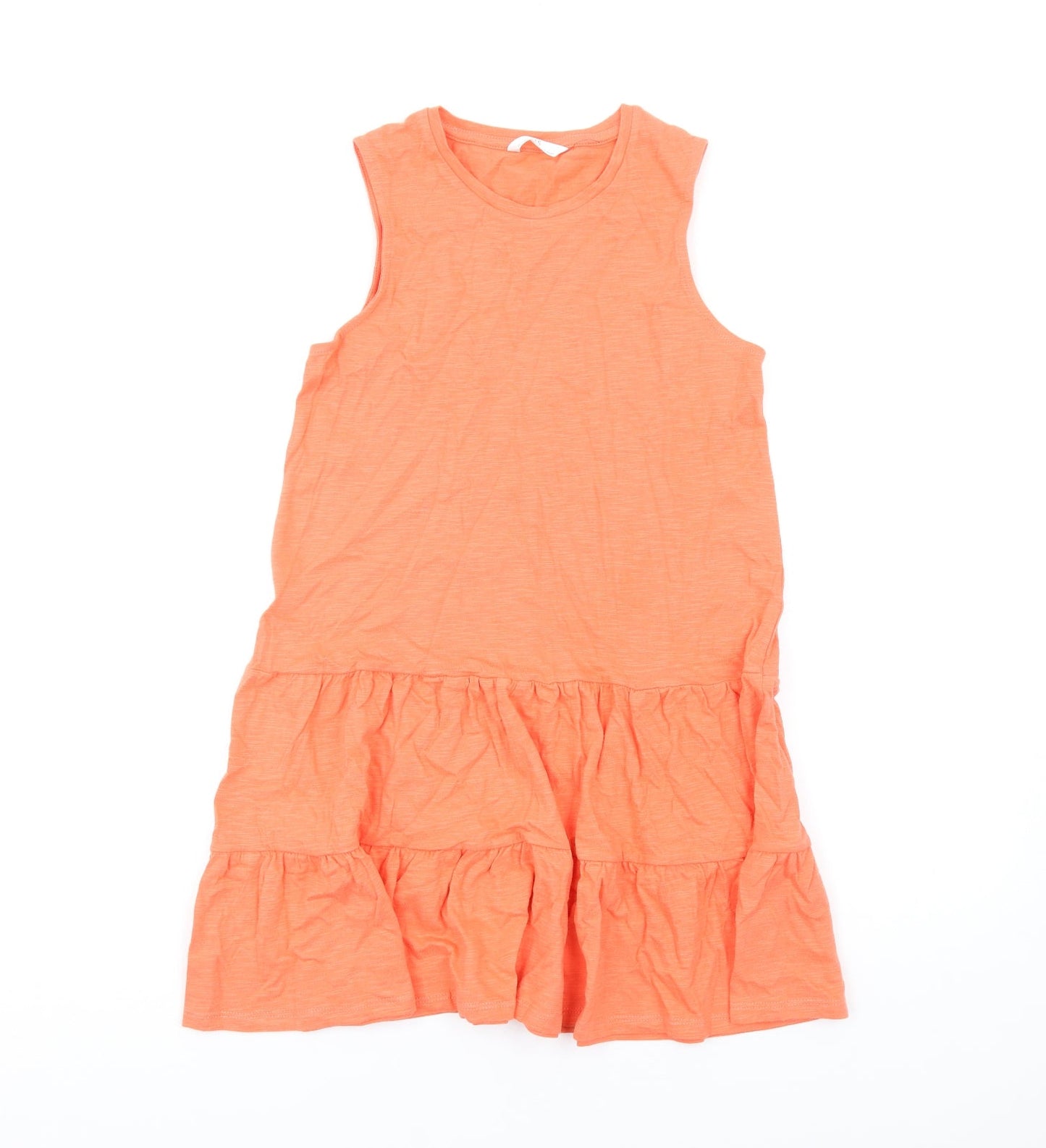 Marks and Spencer Girls Orange Cotton A-Line Size 10-11 Years Round Neck Pullover
