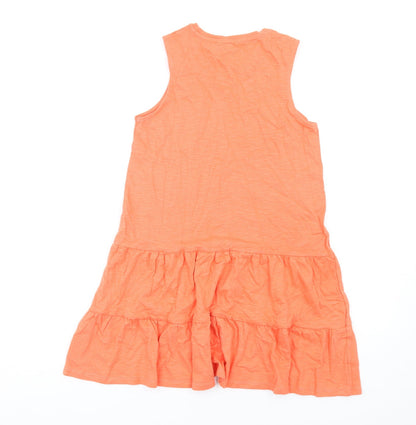 Marks and Spencer Girls Orange Cotton A-Line Size 10-11 Years Round Neck Pullover